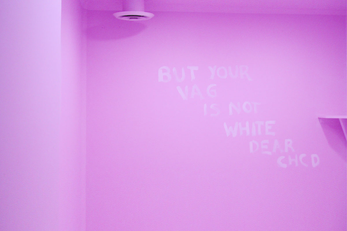Chun Hua Catherine Dong paints Access Gallery to pink and invites viewers to paint the gallery back to white in Vancouver