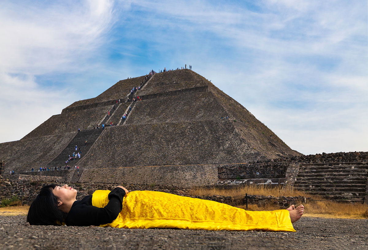 Chun Hua Catherine Dong performs death ritual in Teotihuacan in Mexico City