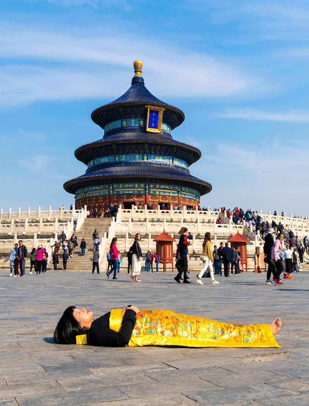 Chun Hua Catherine Dong celebrates her death and sleeps in front of  the temple of heaven in Beijing