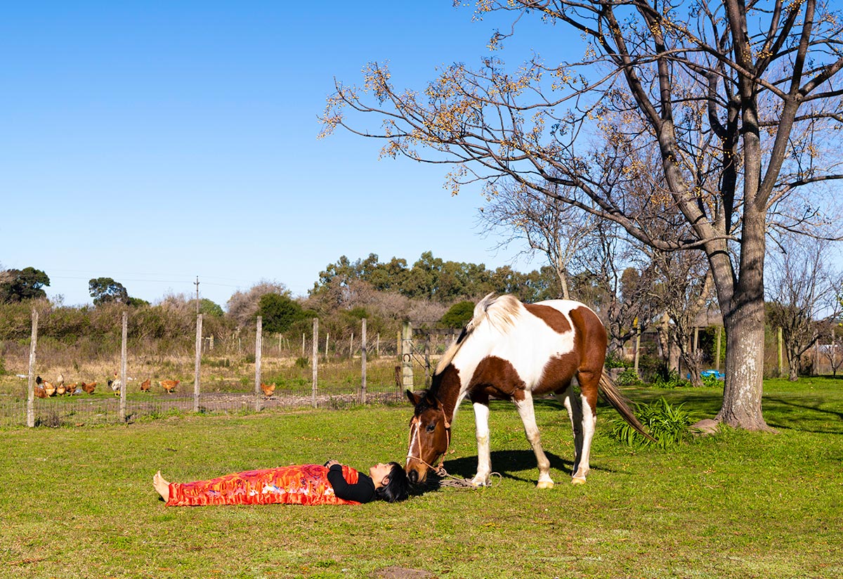 Chun Hua Catherine Dong is with a beautiful horse Colonia del Sacramento, Uruguay