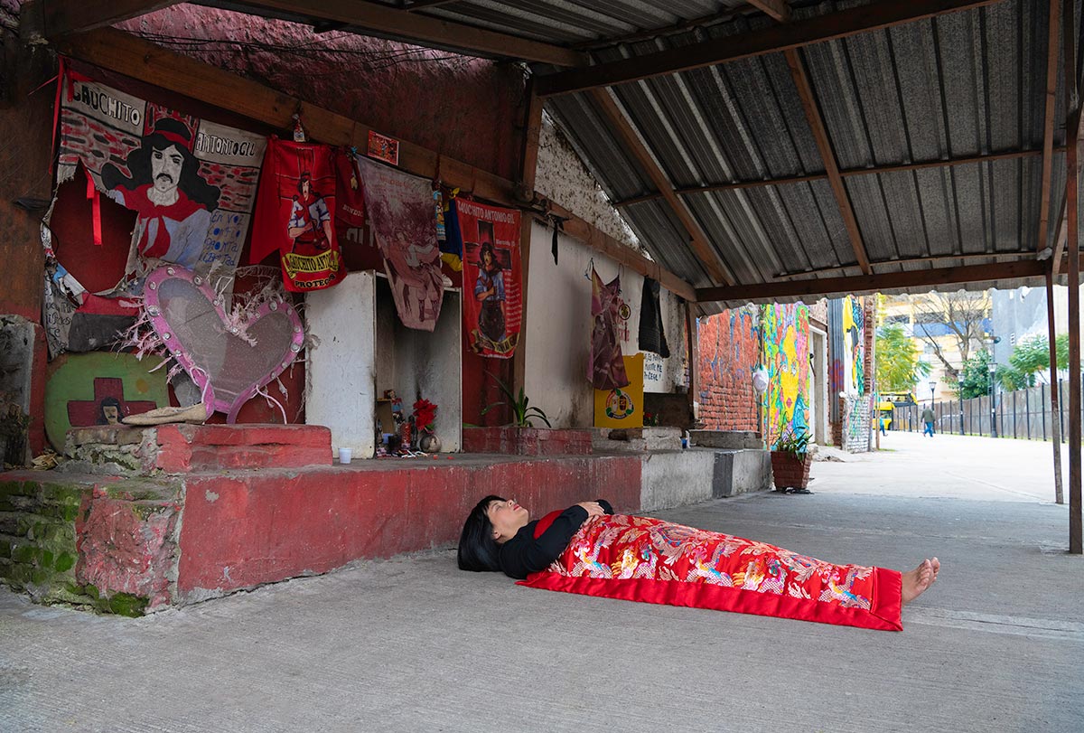 Chun Hua Catherine Dong sleep in a street church in Buenos Aires