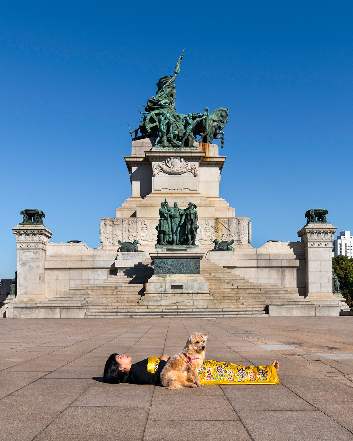 Chun Hua Catherine Dong is with a cute dog at Monumento à Independência  in Sao Paulo