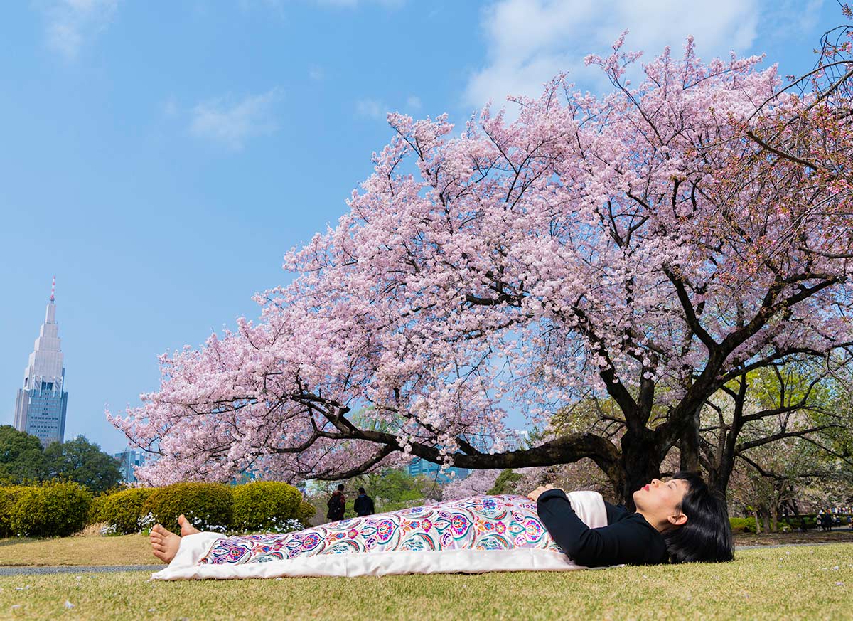 Chun Hua Catherine Dong performs death ritual under cherry blossoms in Tokyo