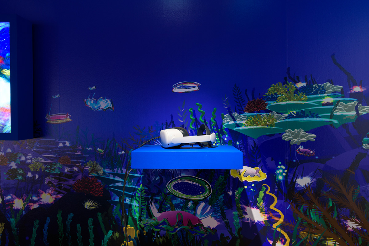 Chun Hua Catherine Dong’s VR headset is part of the underwater scene at The Rooms Museum, St. John, NL
